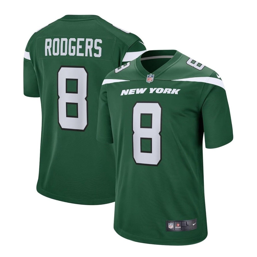 Nike NFL New York Jets Aaron Rodgers #8 Jersey Green Men's Small NWT‎ $130
